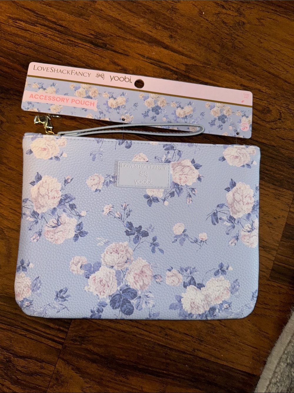 LoveShackFancy Pastel Blue Floral Wristlet Pouch